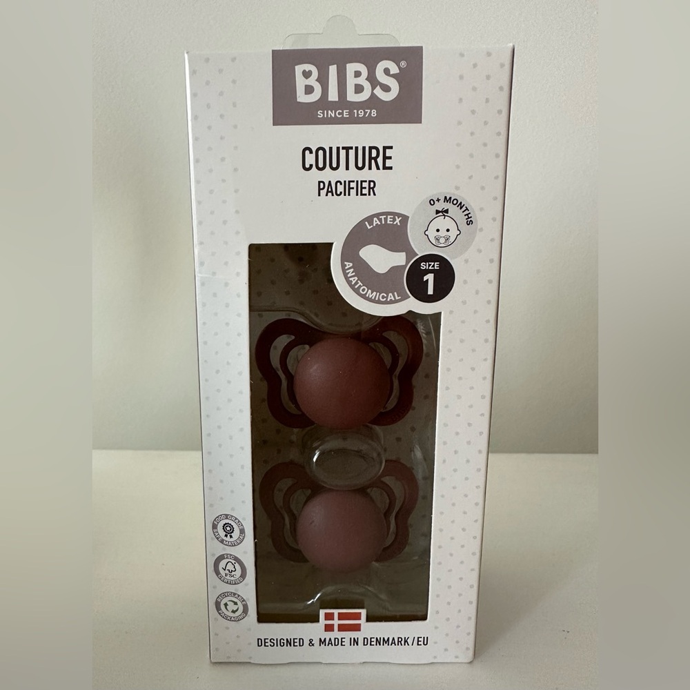 Baby 0~6 Mth Size 1 Couture Pacifier by Bibs made in Denmark 🇩🇰 in Woodchuck NWT